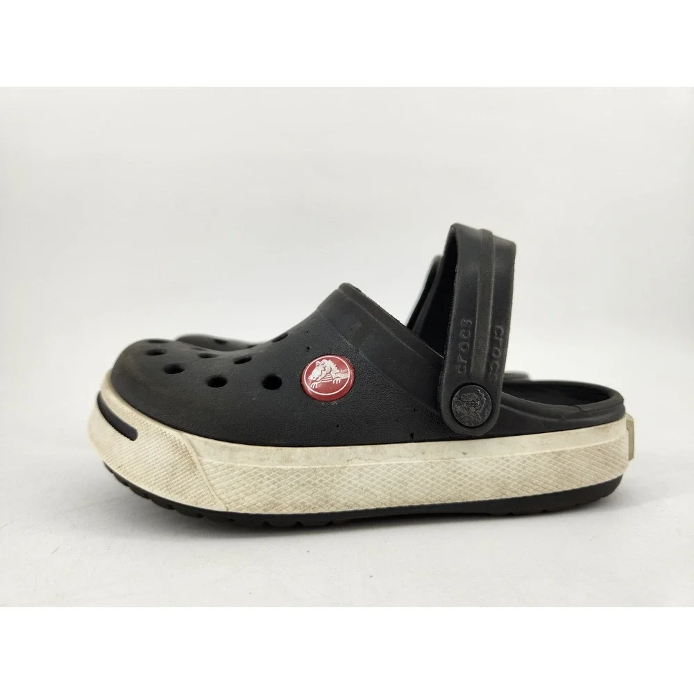 Crocs Crocband II Clogs Kids‎ Size C10/11 Black White Slip On Sandals 11990